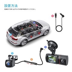 新品　ドライブレコーダー 3カメラ 2.0インチ画面  前後カメラ 車内カメラ フルHD 170°超広角 赤外線暗視ライト ループ録画 動体検知 駐車監視機能 Gセンサー LED信号機対策 緊急録画 HDR/WDR画像補正技術 32GB SDカード付きの画像
