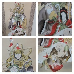 [八3358]　掛軸　土屋  慶   画  七福神　寸法　約180X53㎝の画像
