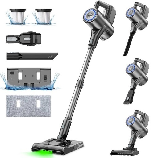 新品未開封☆ネット価格¥13990 掃除機 コードレス 水拭き Linkifly A9 コードレス掃除機 45000Pa 強力吸引 伸縮型 スティック掃除機 ハンディクリーナー 水拭き掃除機 軽量多機能 サイクロン 自立式 LEDライト搭載 ペット毛や床・カーペット掃除に最適