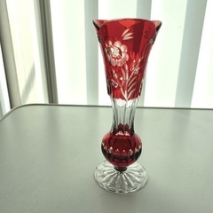 切子/一輪挿し/花瓶/赤