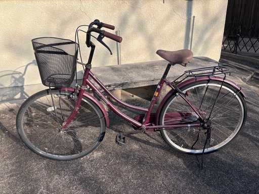 自転車　26インチ　えんじ