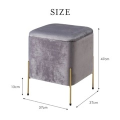 スツール 収納 おしゃれ ベルベッド ベロア くすみカラー 30×30cm 正方形 ゴールド 脚付き リビング ドレッサー 玄関 椅子 イス チェア オットマン かわいい 収納ボックス 収納スツールの画像