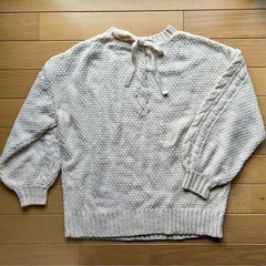 正規半額以下‼️《未使用》OLIVE des OLIVE ベロアモール バックレースアップ ケーブルニット サイズF  税込¥5390品 　 の画像