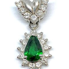 PT900 ペンダント トップ グリーンガーネット 0.78ct ダイヤモンド 0.25ct 0.15ct 3.3g ジュエリー アクセサリー プラチナ