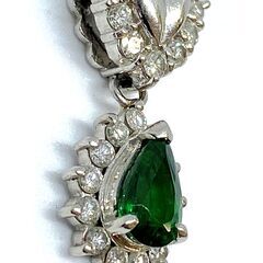 PT900 ペンダント トップ グリーンガーネット 0.78ct ダイヤモンド 0.25ct 0.15ct 3.3g ジュエリー アクセサリー プラチナ