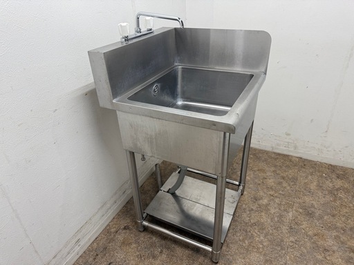 ステンレス　業務用　1層シンク流し台　蛇口付き　厨房　飲食店　W６００ｘD６００ｘH８３０ｍｍ