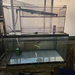 ニッソー NISSO 90cm曲げガラス水槽 希少ウェット&ドライ上部濾過 濾材大量の画像