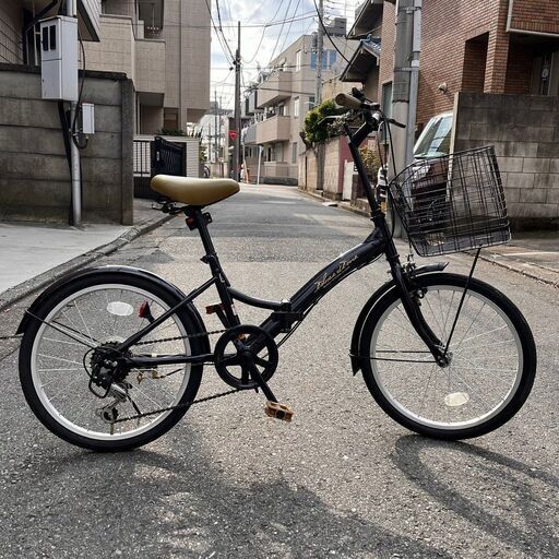 20インチ 折りたたみ自転車 SHIMANO 外装6段変速 ブラック