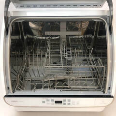 ss7206　アクア 食器洗い乾燥機 ADW-GM3(W) ホワイト ファミリー向け 取扱説明書付き AQUA 食洗器 据え置き クリアウインドウ 白 卓上 前開き 4人分 食器洗い機 乾燥機 送風乾燥 中古の画像