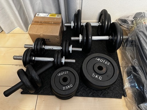 ダンベル(中古)・ベンチ(未使用品)セット