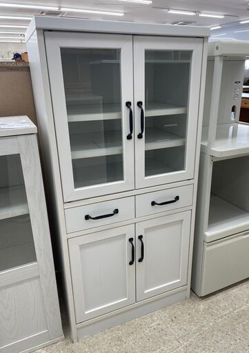 ★ジモティ割あり★  食器棚 白 H121×D39.5×W58 クリーニング済み TJ10614