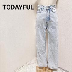 トゥデイフル デニムパンツ ボトムス ストレート ブルー コット...