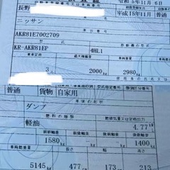 ダンプ　ニッサン(日産) 型式 ：KR-AKR81EPの画像