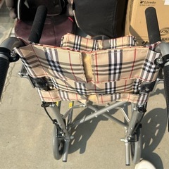 KAWAMURA KA-3 介助用車椅子 ベージュ・チェック柄の画像