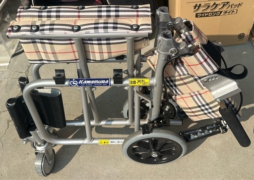 KAWAMURA KA-3 介助用車椅子 ベージュ・チェック柄 KAWAMURA KA-3 介助用車椅子 ベージュ・チェック柄