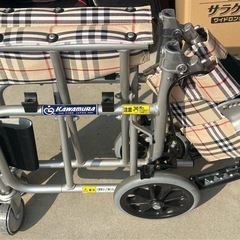 KAWAMURA KA-3 介助用車椅子 ベージュ・チェック柄の画像