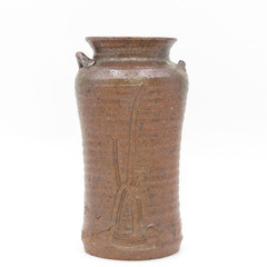 骨董・民芸品 越前焼 宗山窯 花瓶 取っ手付き(破損有) 花器 難あり 【キモノオフ野々市若松店】の画像