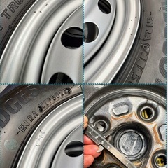 ⑬軽トラ・箱バン用の新品ノーマルタイヤと中古美品テッチンホイールとナット付きの画像
