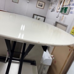昇降テーブル ホワイト 楕円 机の画像