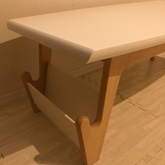 【ニトリ】ローテーブル　木製　ホワイト　木目ナチュラルの画像