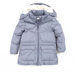 【お取引中】【キッズダウンコート①】116／ダウン80％・羽毛20％／H&M／フード取り外し可／ポケット付き／グレーの画像