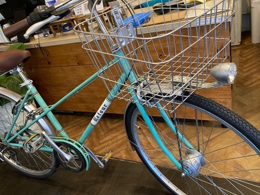 【前輪タイヤ新品！】LEDオートライト　26インチ自転車　エメラルドグリーン 前輪タイヤ新品！】LEDオートライト 26インチ自転車 エメラルドグリーン