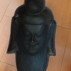 ■観音 佛面 仏面 飾り面 壁掛け 鋳物 金属 仏教美術 オブジェ アンティーク お面の画像