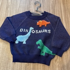 apres les cours恐竜刺繍 ニットセーター ネイビー...