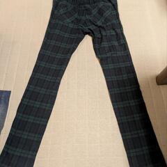 マタニティパンツ緑チェックの画像