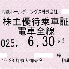 株主優待券　相鉄線　定期 (2025/6/30まで)