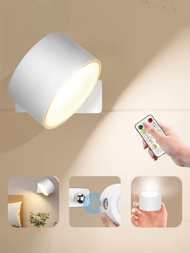ブラケットライト 壁付け LED 引掛けシーリング 360°照明角度対応 コードレス Tpye-C充電式  (ホワイト)