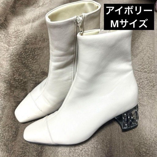 RANDA クリアヒール ブーツ ホワイト アイボリー