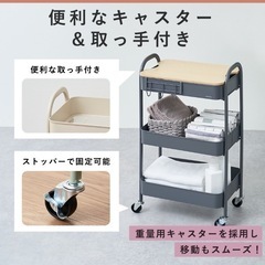 キャスター付きワゴン　グレーの画像