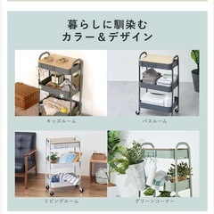 キャスター付きワゴン　グレーの画像