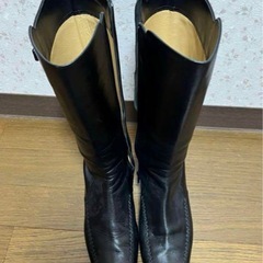 サラ☆黒皮ロングブーツ☆23.5cm☆ほぼ未使用の画像