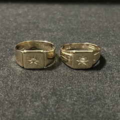 【希少】英国イギリスロンドン1900年初頭製造LW&G アンティークリング指輪2点セット9kダイヤモンド（18〜19号） の画像