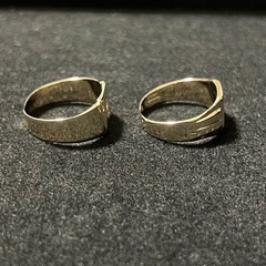 【希少】英国イギリスロンドン1900年初頭製造LW&G アンティークリング指輪2点セット9kダイヤモンド（18〜19号） の画像