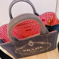 プラダ　カナパ　ギンガムチェック柄の画像