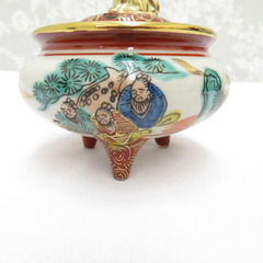 九谷焼 骨董・民芸品 九谷庄三 香炉 香爐 獅子 三つ足 金彩 陶器 【キモノオフ野々市若松店】の画像