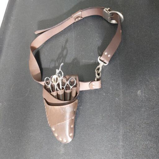 理容師/美容師ハサミ✂3本セット革製ホルダー付き