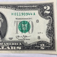 アメリカ建国200周年記念　２ドル札　ピン札の画像