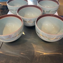【引き取り限定】中古品　茶渕青磁小花円菓子碗　（蓋無し）　小　5...