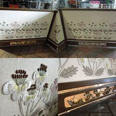 風炉先屏風 衝立 茶室仕切り 茶室 透かし彫り 刺繍花 パーテーション 屏風 和室 店舗仕切 札幌市 新道東店の画像