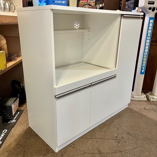 《売約済》【武蔵小山店】 レンジボード 食器棚 レンジ台 キッチン 収納 白物家具 ホワイト シンプル コンパクト　