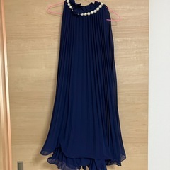 ノースリーブ セレモニードレス 結婚式　ワンピース ネイビー 紺 