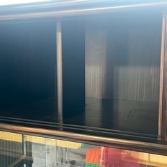 お値下げ！　アンティーク家具 茶箪笥 茶棚 障子柄背面 曲げ細工 和家具 茶ダンス 食器棚 インテリア W1010 D385 H1600 中古品 ③の画像