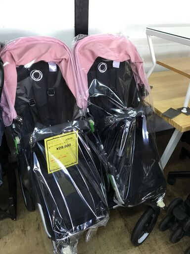 【FU1776】★Bugaboo Donkey DUO 二人乗りベビーカー ピンク×黒 ベビー用 新生児 堺市 深井 【ジャングルジャングル深井店】