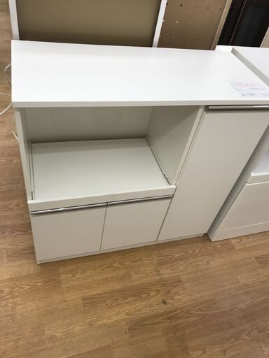 ★ジモティ割あり★  レンジ台 ホワイト H90×W90×D40 クリーニング済み KJ7823
