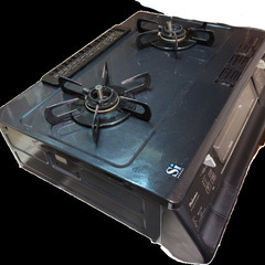 SIセンサー搭載のコンパクトな2バーナーガスコンロ。 (都市ガス用)