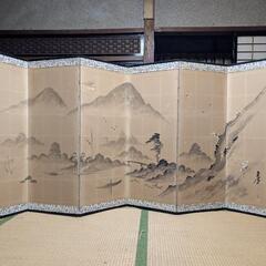 水墨画屏風2枚セットの画像